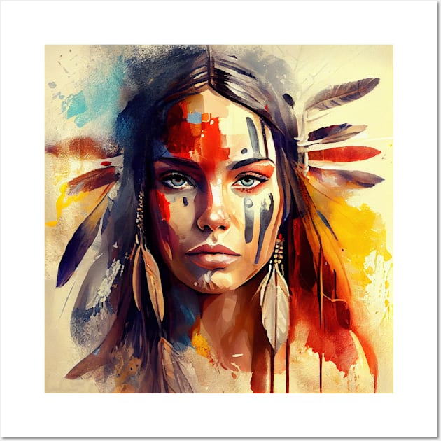 Powerful American Native Woman #3 Wall Art by Chromatic Fusion Studio